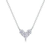 Glojewels Heart Shape White 1ctw Round&Princess Cut Moissanite Pendant Necklace