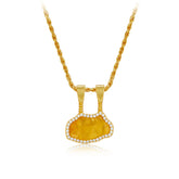 Glojewels Gold Halo Clouds Natural Citrine Silver Pendant Necklace
