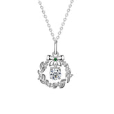 Glojewels Christmas Garland 0.5ct White Moissanite Round Cut Silver Pendant Necklace