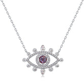 Glojewels Devil's Eye Alexandrite Round Cut Silver Pendant Necklace