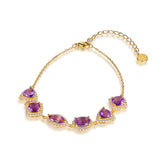 Glojewels Gold Halo Irregular Natural Amethyst Silver Bracelet