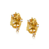 Glojewels Gold Art Deco Natural Citrine Asscher Cut Silver Stud Earring