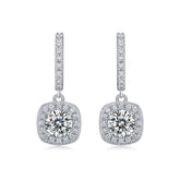 Glojewels Halo White Round Cut 0.5ct Moissanite Clip Drop Earring