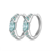 Glojewels Vintage 0.5ct Blue-green Moissanite Marquise Cut Silver Hoop Earring