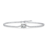 Glojewels Classical 1ct White Moissanite Emerald Cut Silver Tennis Bracelet