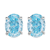 Glojewels Classical Oval Cut Aquamarine 925 Sterling Silver Earrings