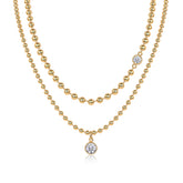 Glojewels Gold Tone Vintage Stacking White Pear Cut 1.5ct Moissanite Pendant Necklace