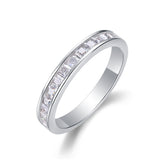 Glojewels Half-eternity White Sapphire Moissanite Princess Cut Silver Band Ring