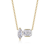 Glojewels Gold Tone White Marquise&Emerald Cut 2.75ct Moissanite Pendant Necklace