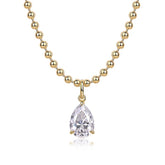 Glojewels Gold Tone Vintage White Pear Cut Moissanite Pendant Necklace