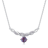 Glojewels Twist Simple Alexandrite Round Cut Silver Pendant Necklace