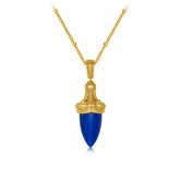Glojewels Gold Stone Cone Natural Lapis Lazuli Silver Pendant Necklace
