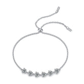 Glojewels Classical Adjustable 3ctw White Moissanite Round Cut Silver Chain Bracelet