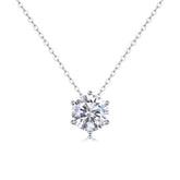 Glojewels Classical White Round Cut 3ct Moissanite Pendant Necklace