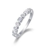 Glojewels Eternity White Sapphire Moissanite Round and Princess Cut Silver Band Ring