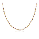 Glojewels Gold Simple Natural Garnet Silver Beaded Necklace