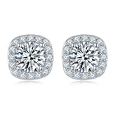 Glojewels Halo White Round Cut 1ct Moissanite Stud Earring