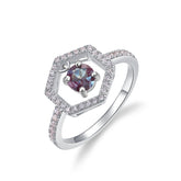 Glojewels Halo Half Eternity Alexandrite Round Cut Silver Ring
