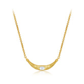 Glojewels Gold Smile Shape Mother of Pearl Oval Cut Silver Pendant Necklace