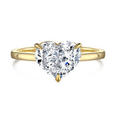 Glojewels Solitaire Gold Tone White Sapphire Heart Cut Silver Ring