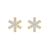 Glojewels Gold Tone Christmas Snowflake White Round Cut Moissanite Stud Earring