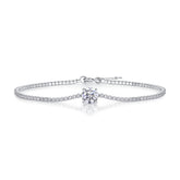 Glojewels Classical Simple Adjustable White 1ct Moissanite Round Cut Silver Tennis Bracelet