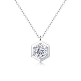 Glojewels Classical White Round Cut 1ct Moissanite Pendant Necklace