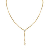 Glojewels Gold Rope Chain 0.5ct White Moissanite Round Cut Silver Y-Shaped Necklace