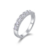Glojewels Half-eternity White Sapphire Moissanite Round Cut Silver Band Ring