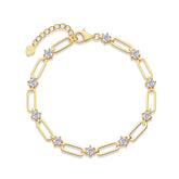 Glojewels Gold Simple Adjustable White 0.3ct Moissanite Round Cut Silver Chain Bracelet