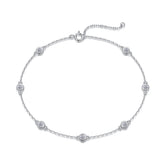 Glojewels Smart Bubble 0.7ctw White Moissanite Round Cut Silver Chain Bracelet