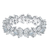 Glojewels Lucky Clover Eternity White Moissanite Marquise&Round Cut Silver Band Ring