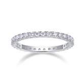 Glojewels Eternity White Sapphire Moissanite Round Cut Silver Band Ring
