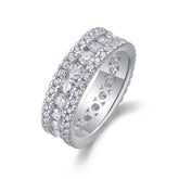 Glojewels Romantic Infinity Eternity White Mooissanite Round Cut Silver Band Ring