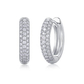 Glojewels 3 Rows White Round Cut Moissanite Hoop Earring