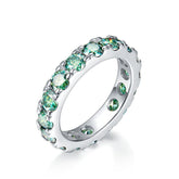 Glojewels Single Row 0.25ct Blue-green Moissanite Round Cut Silver Band Ring