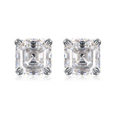 Glojewels Classical Simple 2ct White Moissanite Asscher Cut Silver Stud Earring