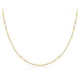 Glojewels Gold Gypsophila Design Natural Freshwater Pearls Silver Beaded Necklace