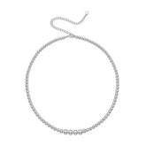 Glojewels White Round Cut Collarbone Moissanite Adjustable Tennis Necklace