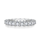 Glojewels Eternity Single Row 2.7ctw White Moissanite Round Cut Silver Band Ring