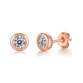Glojewels Rose Gold Smart Bubble 0.5ct White Moissanite Round Cut Silver Stud Earring