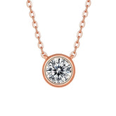 Glojewels Rose Gold Smart Bubble 0.5ct White Moissanite Round Cut Silver Pendant Necklace
