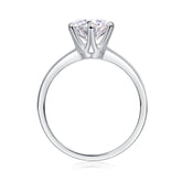 Glojewels Solitaire Classic 1ct Moissanite White Sapphire Round Cut Silver Ring