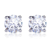 Glojewels Classical White Sapphire Round Cut 925 Sterling Silver Earrings