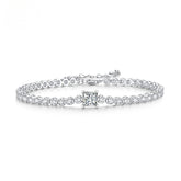Glojewels Single Row 1ct White Moissanite Princess Cut Silver Tennis Bracelet