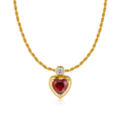 Glojewels Gold Vintage Eternal Flame Natural Garnet Heart Cut Silver Pendant Necklace