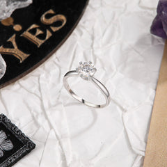 Glojewels Solitaire Classic 1ct Moissanite White Sapphire Round Cut Silver Ring