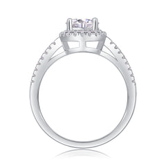 Glojewels Intertwined Halo White Sapphire 1ct Moissanite Round Cut Silver Ring