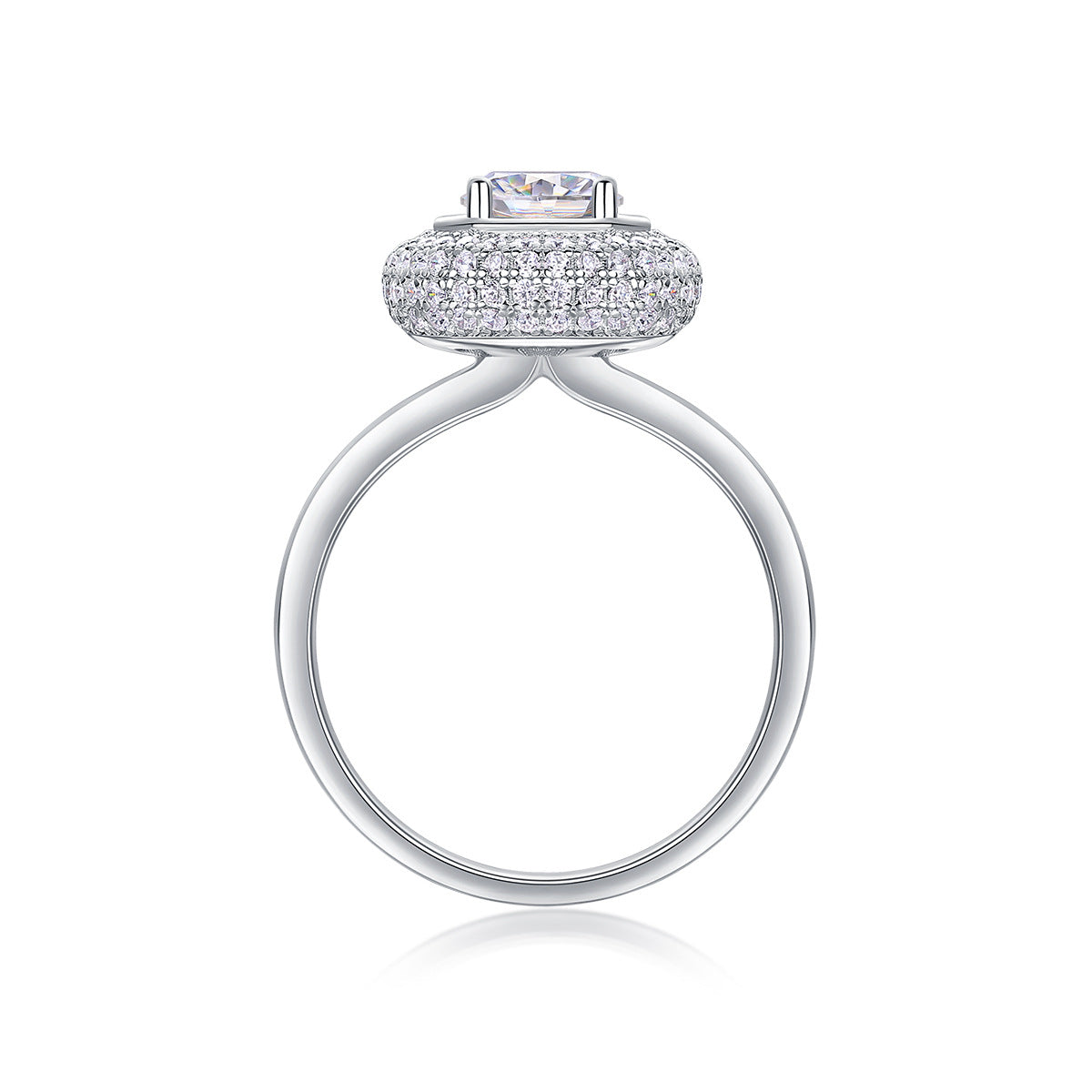 Glojewels Double Halo Unusual White Sapphire 1ct Moissanite Round Cut Silver Ring