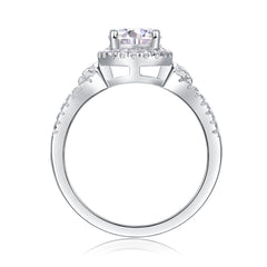 Glojewels Knot Design White Sapphire 1ct Moissanite Round Cut Silver Ring